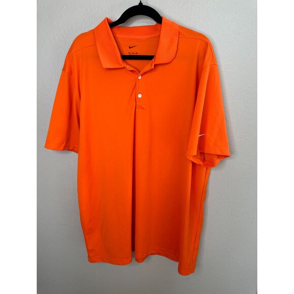 NIKE Mens Orange Polo 2x short sleeve polyester golf sports collared pullover‎ - Picture 2 of 7